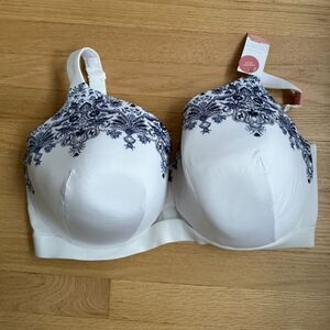 NWT Cacique Full Coverage Bra Size 42H White Blue Lightly Lined Underwire Boho
